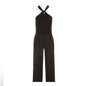 Spense black jumpsuit with velvet top and lace back Size 14
